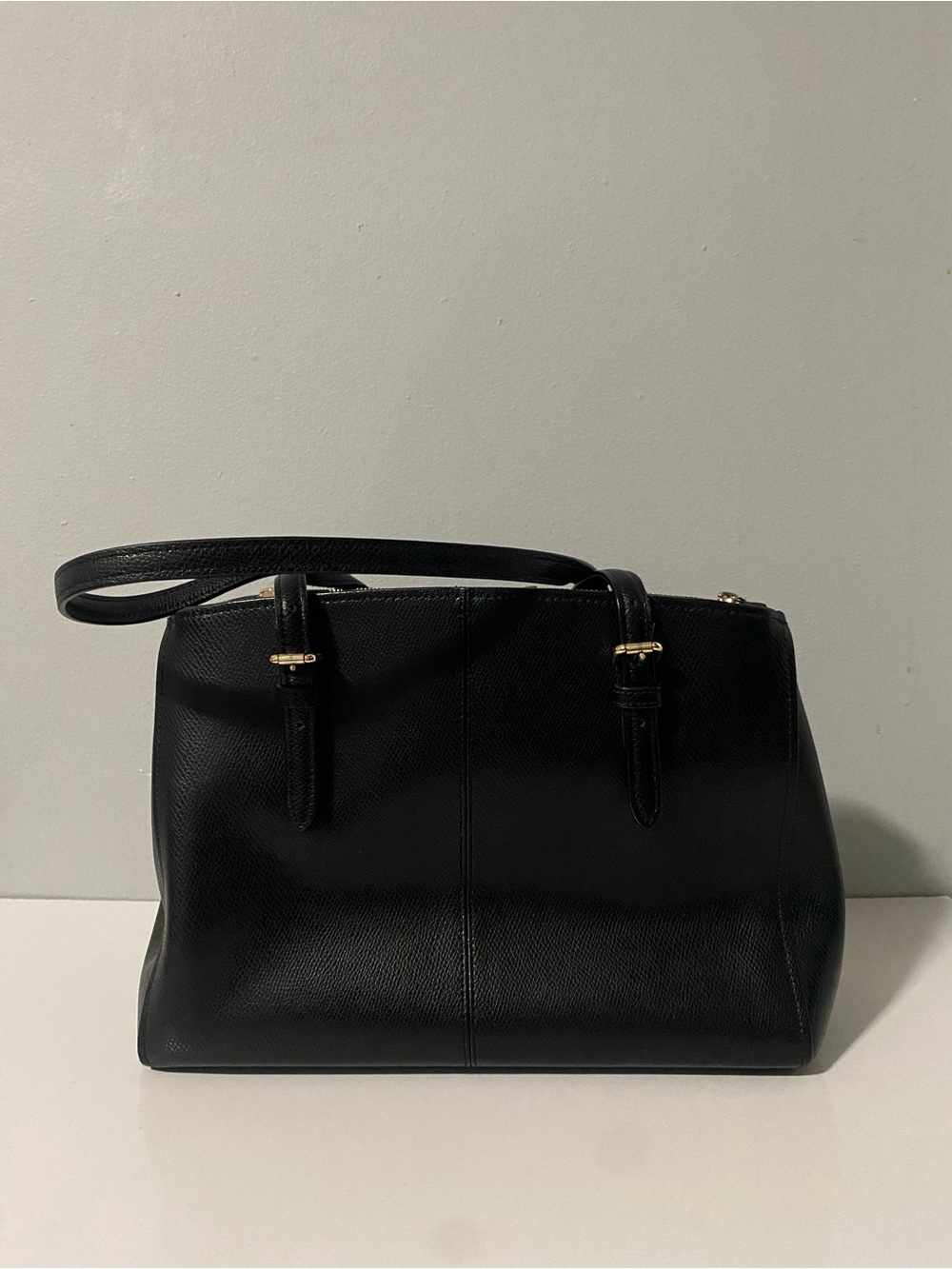Coach Black Leather Turnlock Carryall Satchel Shoulder Bag - Picture 2 of 10
